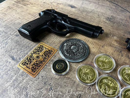 Deluxe John Wick Kit- Includes 2 Prop Weapons, Continental Coin and Card Kit, John Wick props