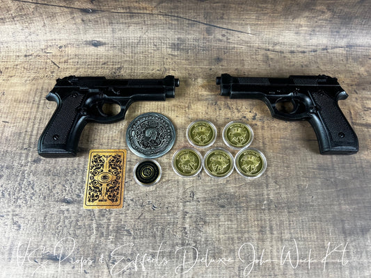 Deluxe John Wick Kit- Includes 2 Prop Weapons, Continental Coin and Card Kit, John Wick props