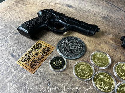 Deluxe John Wick Kit- Includes 2 Prop Weapons, Continental Coin and Card Kit, John Wick props