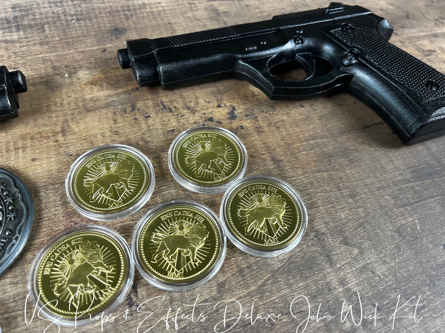 Deluxe John Wick Kit- Includes 2 Prop Weapons, Continental Coin and Card Kit, John Wick props