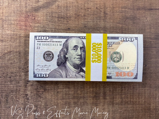 New Series $20's Aged $10,000 Full Print Prop Money Bundle